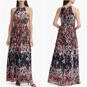 Eliza J Floral Printed Halter Maxi Dress sz 16W
